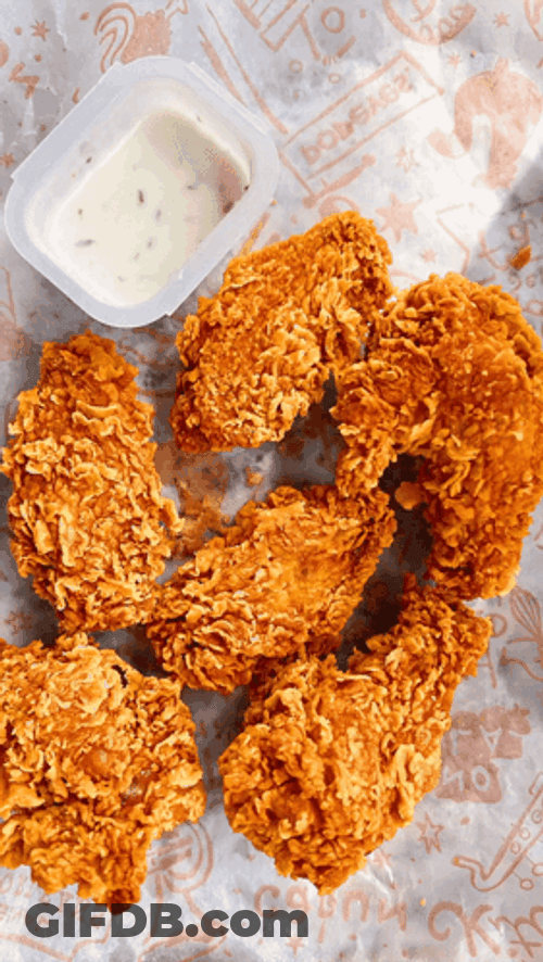 Chicken Wing Dipped In Ranch Loop GIF