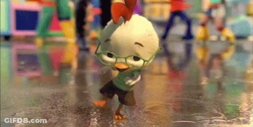 Chicken With Glasses Dancing In Puddle GIF