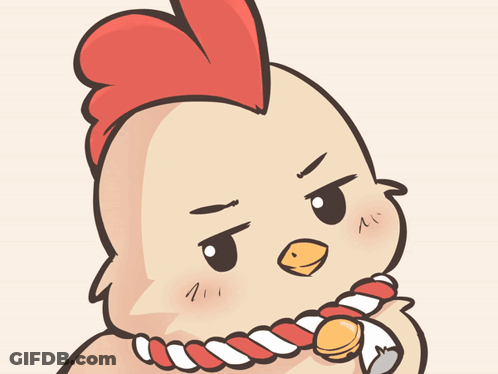 Chicken With Red Crest And Bell Around Neck GIF