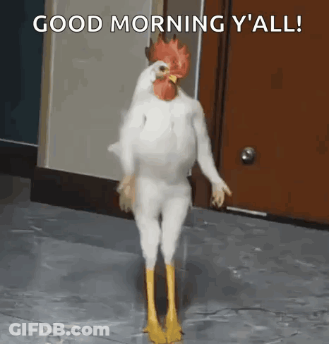 Chicken With Rooster Head Saying Good Morning Y'all GIF
