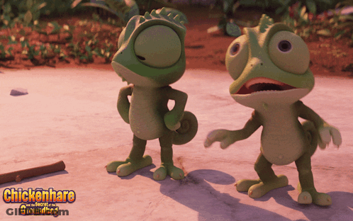 Chickenhare And The Groundhog Two Chameleons GIF