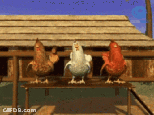 Chickens Standing On Pile Of Hay GIF