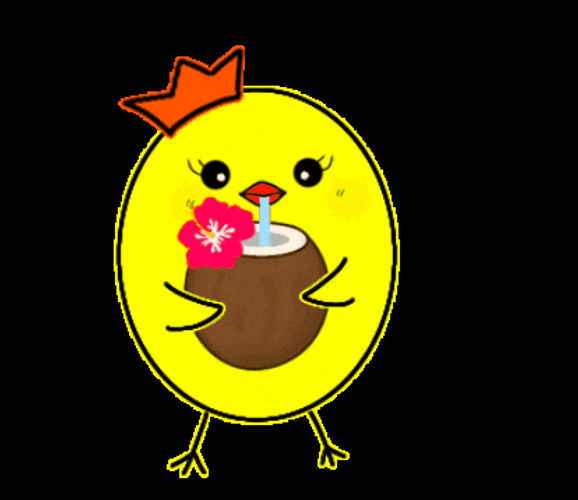 Chicks Drinking Coconut Juice GIF