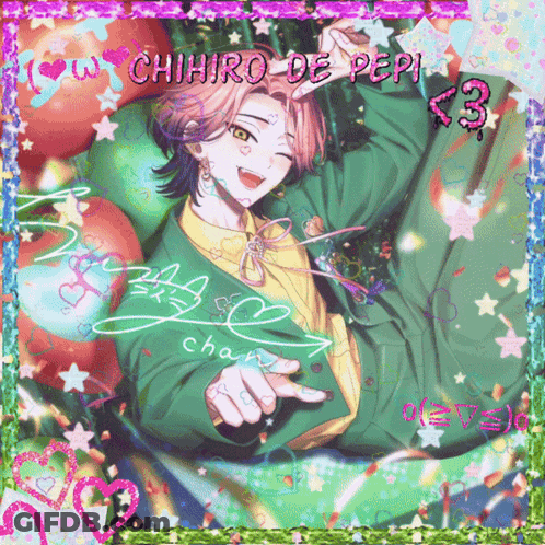 Chihiro De Pepi With Balloons And Stars GIF