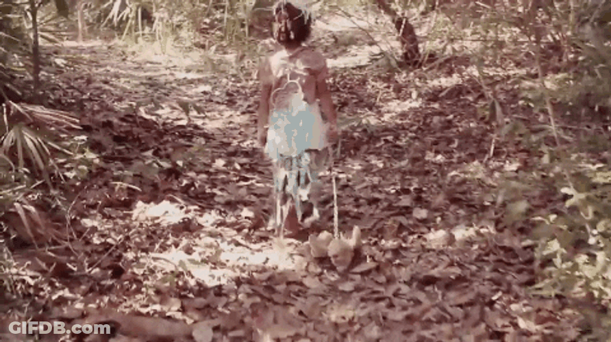 Child Dragging Teddy Bear GIF