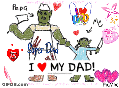 Child Drawing Of Man And Girl Saying I Love My Dad GIF