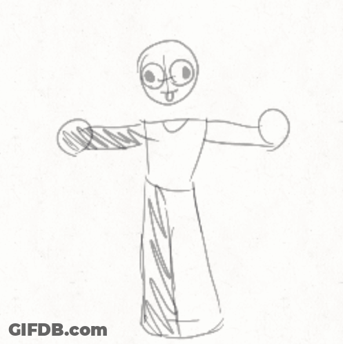 Child Drawing Person With Arms Outstretched GIF
