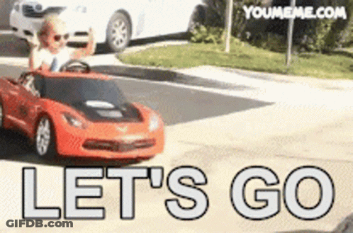 Child Driving Red Car Lets Go GIF