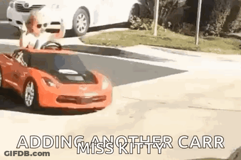 Child Driving Red Toy Car GIF