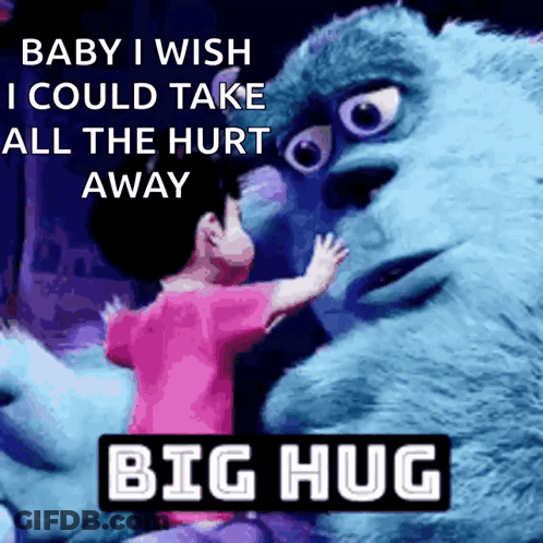 Child Hugging Monster Baby I Wish I Could Take All The Hurt Away GIF