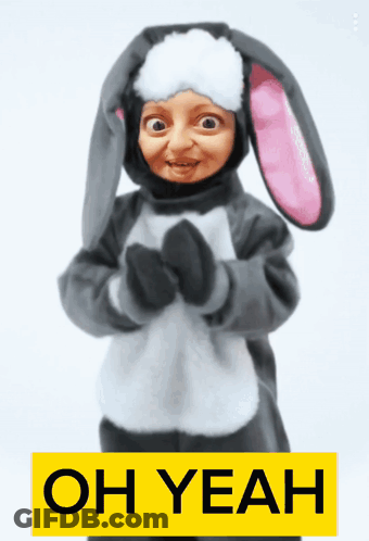 Child In Bunny Costume Saying Oh Yeah GIF