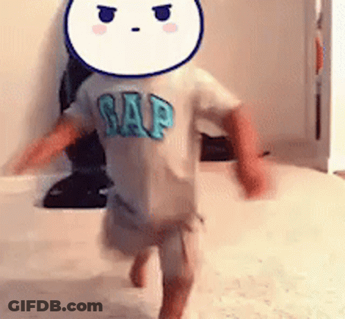 Child In Gap Shirt Running In Room GIF
