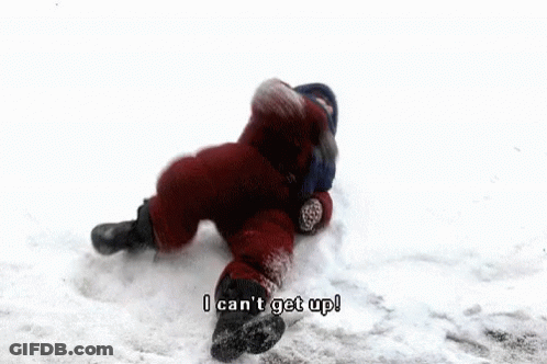 Child Laying In Snow Saying I Can't Get Up GIF