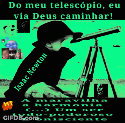 Child Looking Through Telescope Isaac Newton Poster GIF