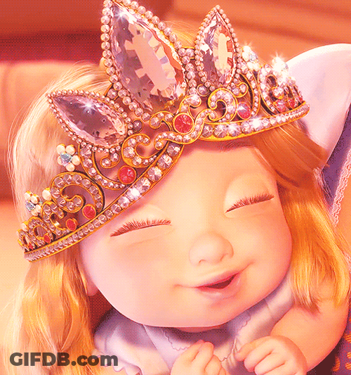 Child Rapunzel With Her Crown GIF