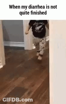 Child Running In Hallway With Water Bottle GIF