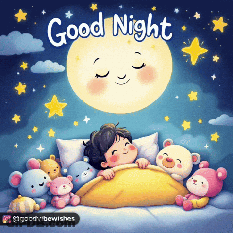Child Sleeping With Teddy Bears Good Night GIF