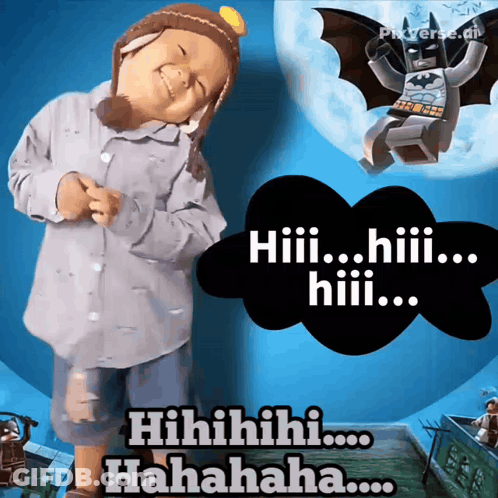 Child Standing In Front Of Lego Batman Saying Hiii GIF