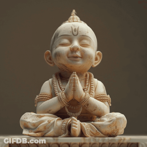Child Statue With Letter U On Forehead GIF