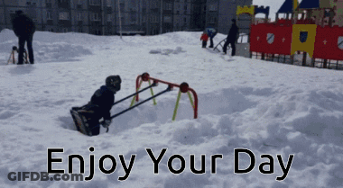 Child Swinging In Snow Enjoy Your Day GIF