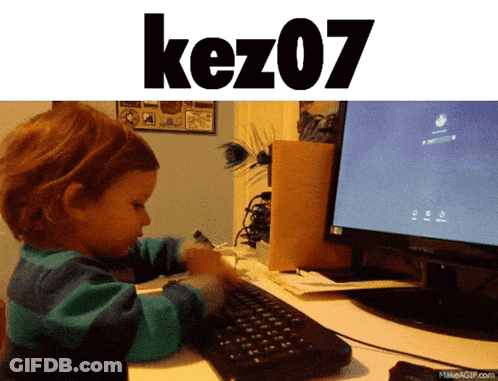 Child Typing On Keyboard With Kez07 GIF