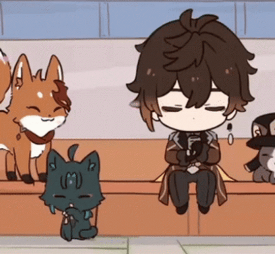 Childe Petting A Cat Genshin Impact GIF
