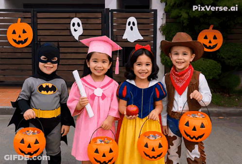 Children In Halloween Costumes Pixverse.ai GIF