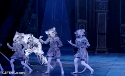 Children In Mice Costumes Dancing On Stage GIF
