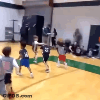 Children Playing Basketball On Court GIF