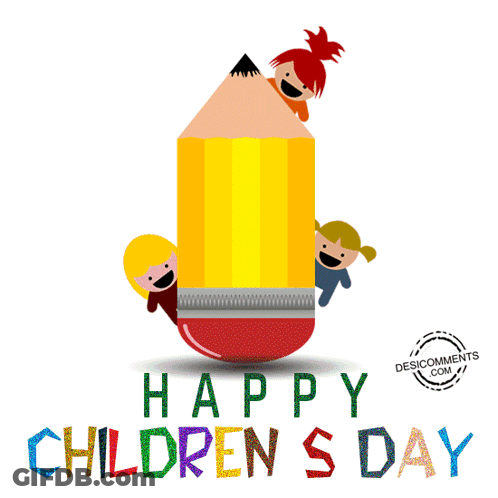 Children's Day Greeting Card With Pencil GIF