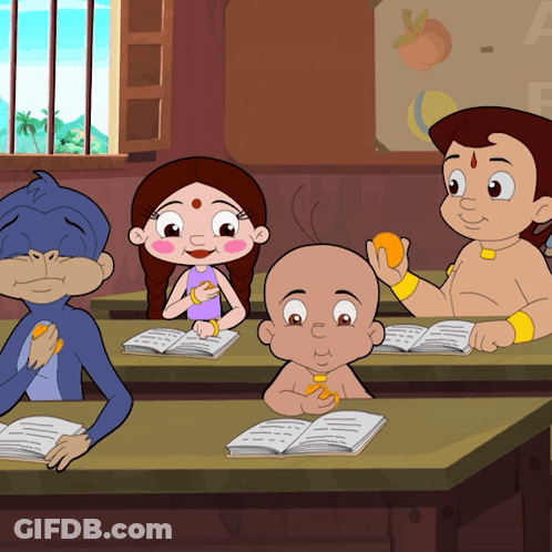 Children Sitting At Desks In Classroom GIF