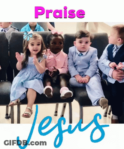 Children Sitting On Couch Praising Jesus GIF