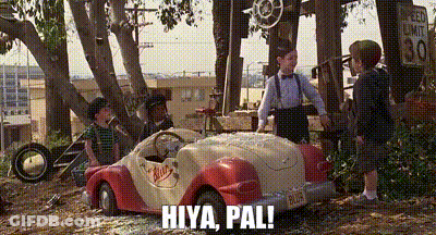 Children Standing Around Toy Car Saying Hiya Pal GIF