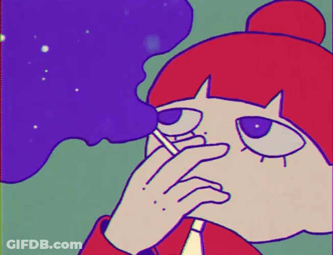 Chill Animated Girl Smoking Stars GIF