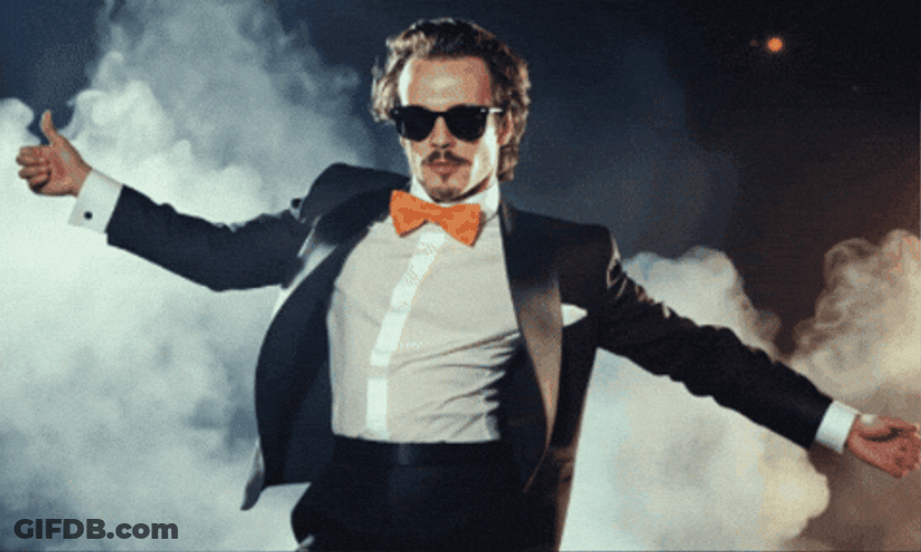 Chill Guy Hyramel Groover In Black Tuxedo GIF