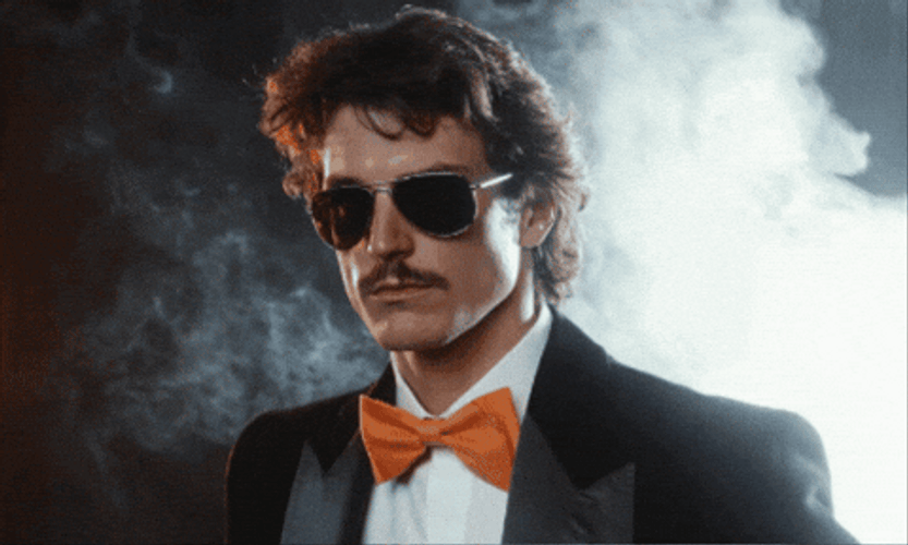 Chill Guy Hyramel In Tux With Smoke Around GIF