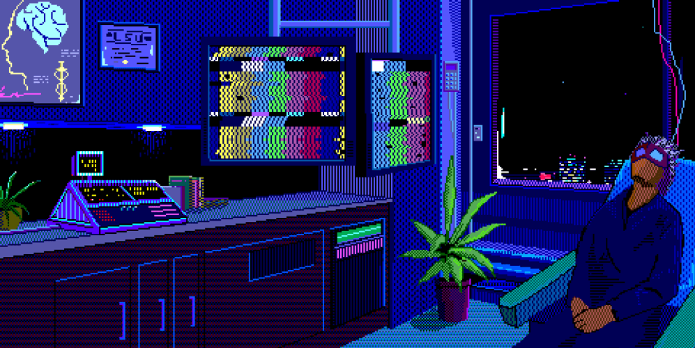 Chill Night Glitch Pixel Art GIF