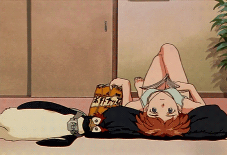 Chilling Anime Eating Chips GIF