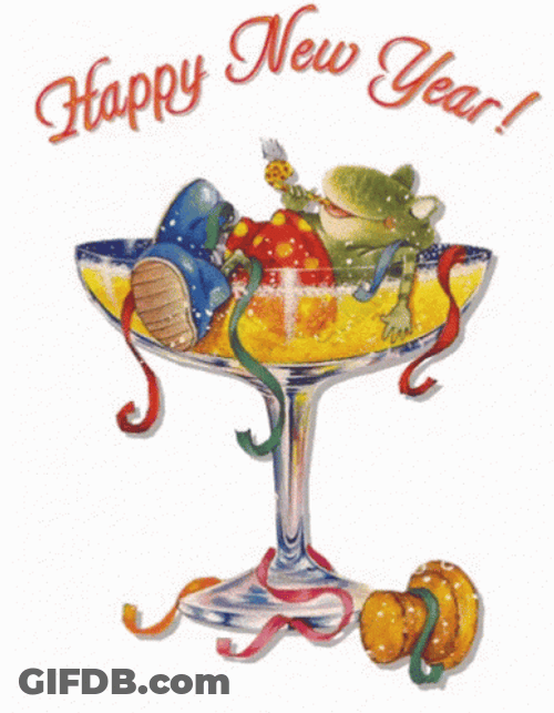 Chilling Frog New Year GIF