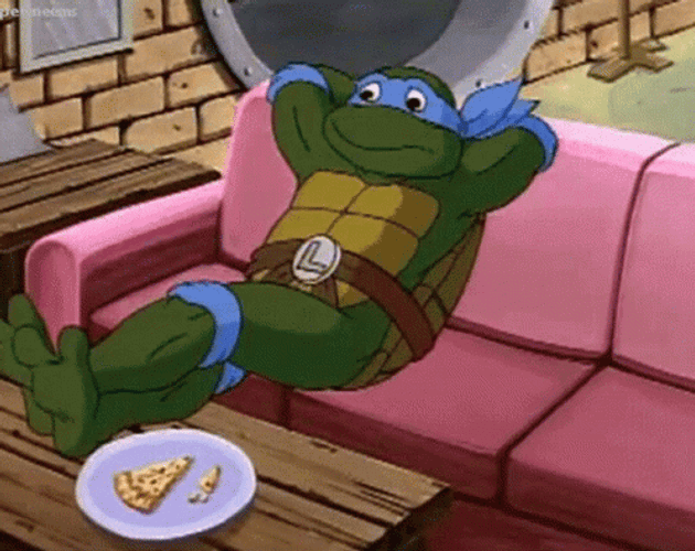 Chilling Ninja Turtle On A Couch GIF