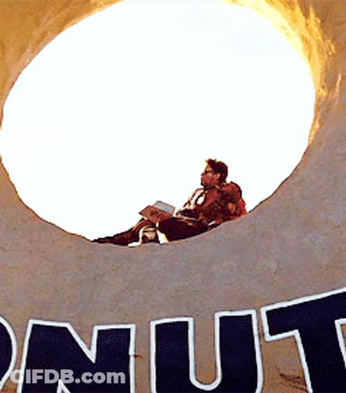 Chilling Robert Downey On Donuts Roof GIF