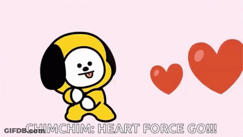 Chim Chim Cartoon Holding Heart Surrounded By Hearts GIF