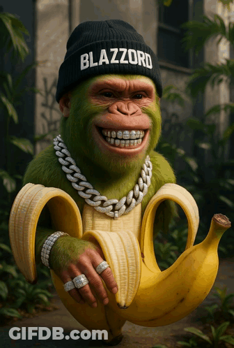 Chimpanzee In Black Beanie With Blazzord GIF