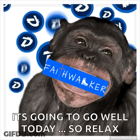 Chimpanzee With Blue Faith Walker Sticker On Face GIF
