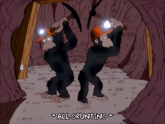 Chimpanzees Mining In A Mine GIF