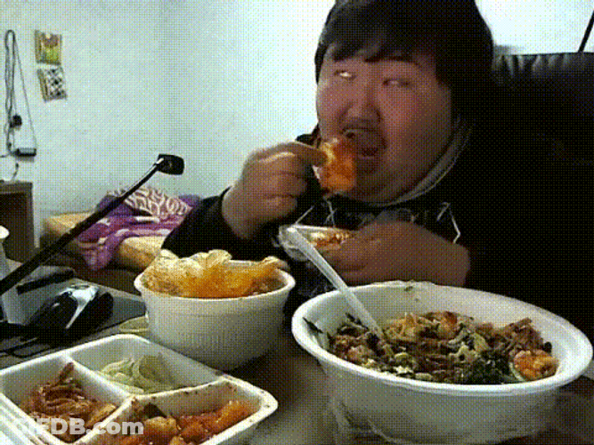 Chinese Guy Mukbang Eat Food Swallow GIF