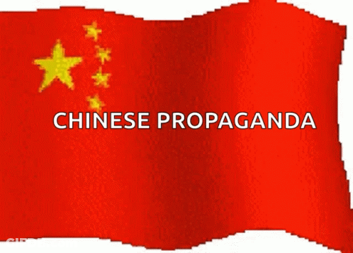 Chinese Propaganda Flag With Red And Yellow GIF
