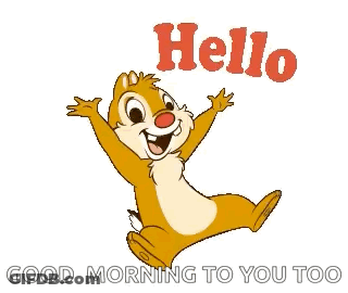 Chipmunk Jumping Arms Outstretched Saying Hello Good Morning To You Too GIF