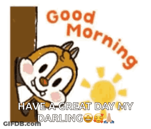 Chipmunk Peeking Out Behind Tree Good Morning GIF
