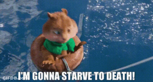 Chipmunk Sitting On Donut Saying I'm Gonna Starve To Death GIF